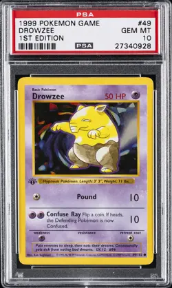 1999 POKEMON BASE SET 1ST EDITION #49 DROWZEE PSA 10 - Image 1