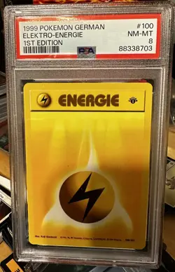 German TCG Elektro-Energie Base Set 1st Edition Pokemon PSA 8 NM-MT - Image 1