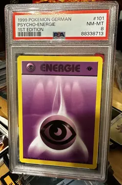 Pokemon 1999 Base German 1st edition Psychic Psycho Energy Energie *MINT PSA 8* - Image 1