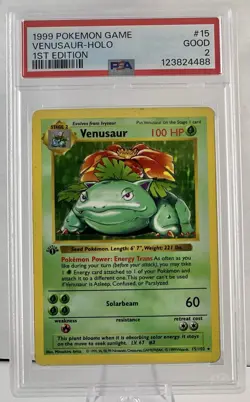 VENUSAUR Holo 1st Edition 1999 Pokemon Base Set Shadowless PSA 2 GOOD - Image 1