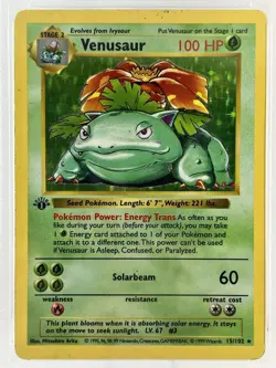 VENUSAUR Holo 1st Edition 1999 Pokemon Base Set Shadowless PSA 2 GOOD - Image 2