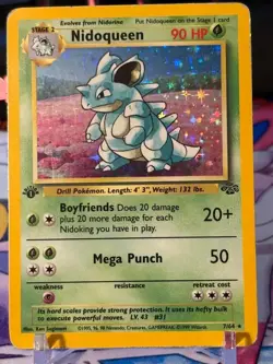 Pokemon Nidoqueen 0/64 Jungle Holo First 1st Edition WOTC Card MP - Image 1