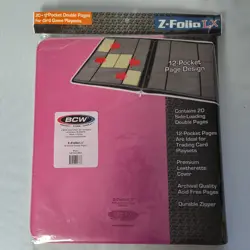 Z-Folio LX BCW Pink Gaming Card Album Zipper Leatherette 12 Pocket Pages NEW - Image 2