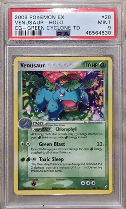 2006 Pokemon EX Crystal Guardians Venusaur #28 Holo CG-Green Cyclone TD PSA 9 - Image 1