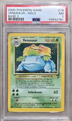 2000 Pokemon Game Base II Venusaur #18 Holo Mint Base II PSA 7 - Image 2