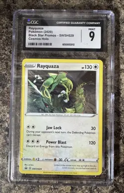 2020 Pokemon SWSH029 Black Star Promos Cosmos Holo Rayquaza CGC Mint 9 - Image 2