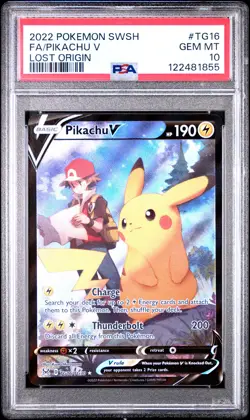 2022 POKEMON SWORD & SHIELD LOST ORIGIN #TG16 FULL ART/PIKACHU V PSA 10 - Image 1