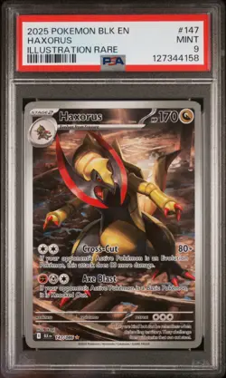 2025 POKEMON BLK EN-BLACK BOLT ILLUSTRATION RARE #147 HAXORUS PSA 9 - Image 1