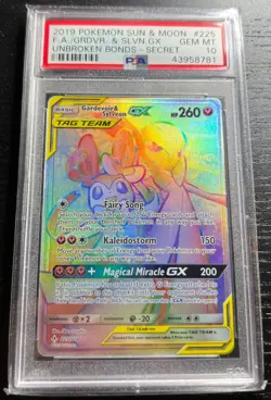 PSA 10 Gardevoir & Sylveon GX #225 Unbroken Bonds Tag Team Secret 2019 Pokemon - Image 1