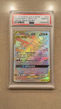 PSA 10 Garchomp & Giratina Gx #247 Unified Minds Secret 2019 Pokemon Sun & Moon - Image 1