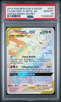PSA 10 Garchomp & Giratina Gx #247 Unified Minds Secret 2019 Pokemon Sun & Moon - Image 2