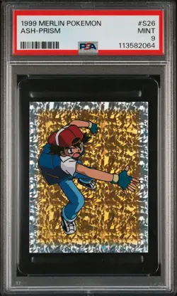 1999 MERLIN POKEMON #S26 ASH-PRISM PSA 9 - Image 1