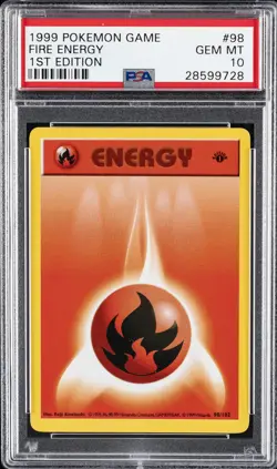 1999 POKEMON BASE SET 1ST EDITION #98 FIRE ENERGY PSA 10 - Image 1