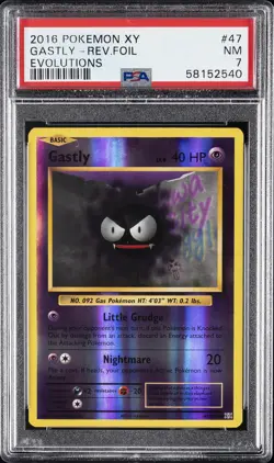 2016 POKEMON XY EVOLUTIONS #47 GASTLY-REVERSE FOIL PSA 7 - Image 1