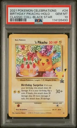 2021 POKEMON CELEBRATIONS CLASSIC COLL #24 BIRTHDAY PIKACHU-HOLO PSA 10 - Image 1