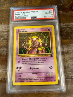 Pokemon 2000 Black Star Promo MEWTWO #14 PSA 8 RARE - Image 1