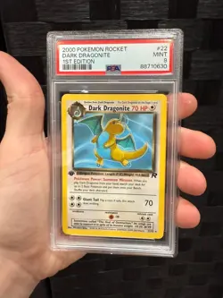 PSA 9 Pokemon Dark Dragonite TCG 1st Edition Non-Holo Card 22/82 - Image 1