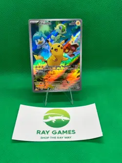 Pokemon TCG Pikachu SVP 027 Black Star Promo Holo Full Art DMG - Image 1