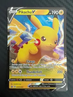 Pokemon TCG Pikachu V SWSH Black Star Promos SWSH061 Holo Promo NM - Image 1