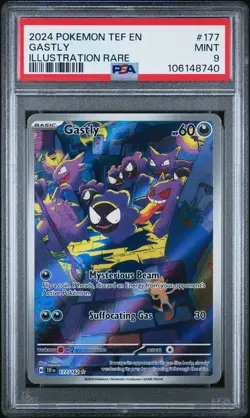 2024 POKEMON TEF EN-TEMPORAL FORCES ILLUSTRATION RARE #177 GASTLY PSA 9 - Image 1