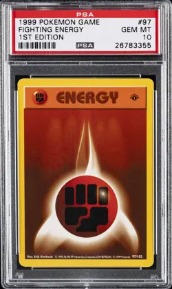 1999 POKEMON BASE SET 1ST EDITION #97 FIGHTING ENERGY PSA 10 - Image 1