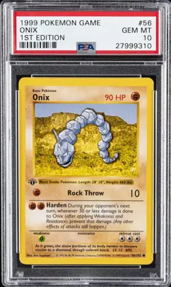 1999 POKEMON BASE SET 1ST EDITION #56 ONIX PSA 10 - Image 1