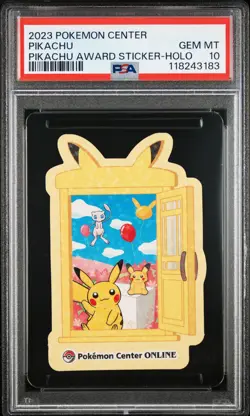 2023 POKEMON CENTER PIKACHU AWARD DELIVERY! STICKER HOLO PIKACHU PSA 10 - Image 1