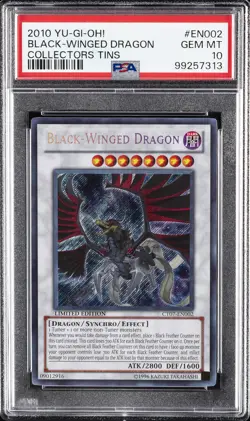 2010 YU-GI-OH! COLLECTORS TINS #EN002 BLACK-WINGED DRAGON PSA 10 - Image 1