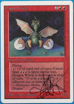 Dragon Whelp Unlimited NM Red Uncommon SIGNED MAGIC CARD (ID# 504777) ABUGames - Image 1