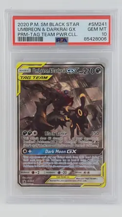 Pokemon 2020 Umbreon & Darkrai GX SM241 TagTeam Black Star Promo GEM MINT PSA 10 - Image 1