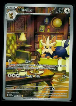 Herdier Illustration Rare Full Art Holo Foil 155/086 Pokemon White Flare NM/M - Image 1