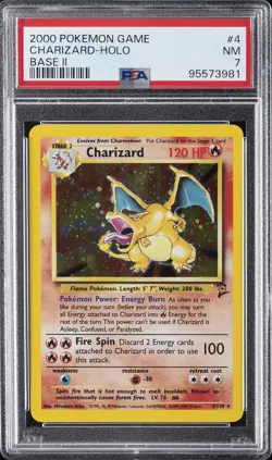 2000 POKEMON BASE SET 2 #4 CHARIZARD-HOLO PSA 7 - Image 1