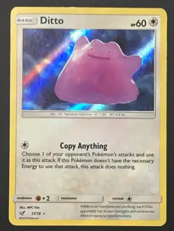 Pokemon TCG Ditto 17/18 Detective Pikachu 2019 Holo Rare DAMAGED/HP - Image 1