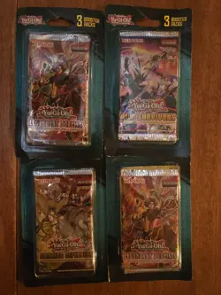 4, 3-pack Blister Packs. Yu-Gi-Oh 12 Random Booster Packs. Sealed. New. - Image 1