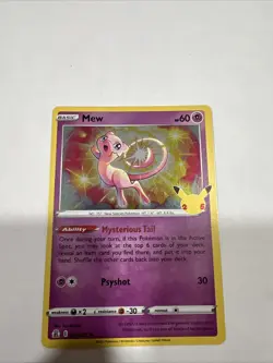 Pokemon TCG Celebrations Mew Holo Rare Card 011/025 NM Condition - Image 1