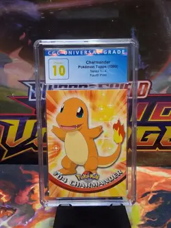 1999 Topps Pokemon Charmander TV Card #4 red logo 4th print Psa 8 Nm/Mint - Image 1