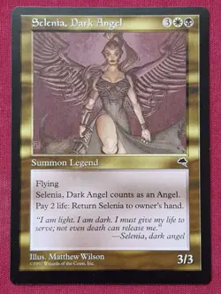 Magic The Gathering TEMPEST SELENIA DARK ANGEL black/white card MTG - Image 1