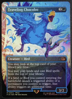 Borderless Foil Neon Blue Traveling Chocobo 0551c MTG Final Fantasy - Image 1