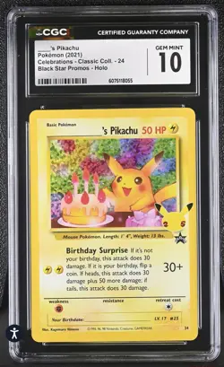 Pokemon Celebrations Birthday Pikachu - 24 black star promos CGC GEM MINT 10 - Image 1