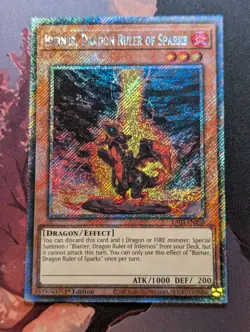 YUGIOH RA03-EN256 Burner, Dragon Ruler of Sparks Platinum Secret Rare 1st Ed - Image 1