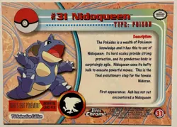 NIDOQUEEN #31, Series 1 - 2000, Topps TV Animation Edition Chrome Pokemon Card - Image 5