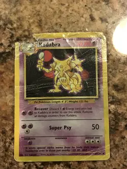 1999 Pokemon Card Kadabra Uncommon 32/102. Horrible Condition. - Image 1