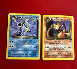 Pokemon Card Dark Blastoise & Charizard Rare Set - Image 1