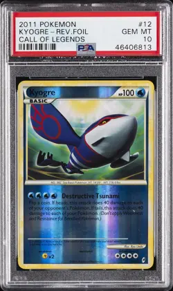 2011 POKEMON CALL OF LEGENDS #12 KYOGRE-REVERSE FOIL PSA 10 - Image 1