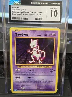 Mewtwo 014/034 Holo GEM MINT CGC 10 Blastoise Suicune ex 2023 Pokemon Classic - Image 1