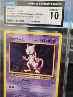 Mewtwo 014/034 Holo GEM MINT CGC 10 Blastoise Suicune ex 2023 Pokemon Classic - Image 3