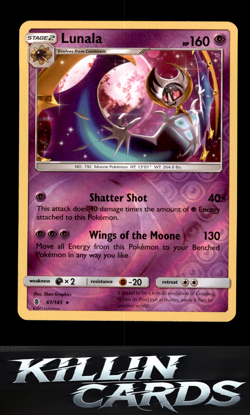 Reverse Holofoil Lunala 61/145 Pokemon Rare SM - Guardians Rising Card NM - Image 1
