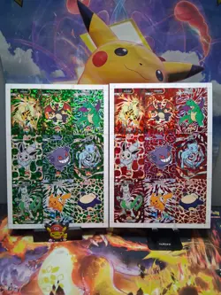 Pokemon 2024 Card Database Attacks Kanto Red & Green Holo Uncut Sheet Peru - Image 1