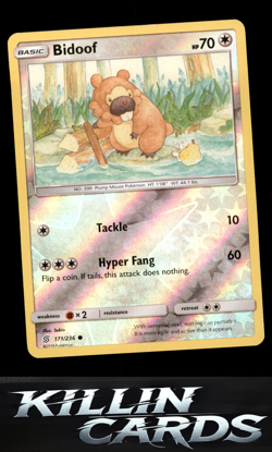 Reverse Holofoil Bidoof 171/236 Pokemon Common SM - Unified Minds Card NM - Image 1