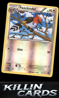 Reverse Holofoil Fletchinder 95/114 Pokemon Uncommon XY - Steam Siege Card NM - Image 1